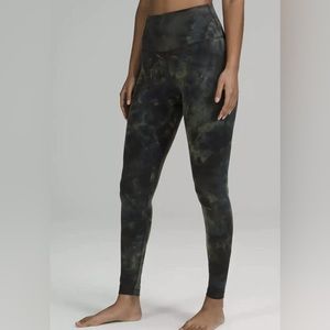Lululemon align HR leggings pant 7/8 diamond dye graphite grey green size 20